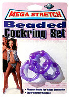 Mega Stretch Beaded Cock Ring Set - Purple