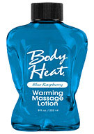 Body Heat Warming Massage Lotion Blue Raspberry 8 oz. (236ml) - Blue Raspberry